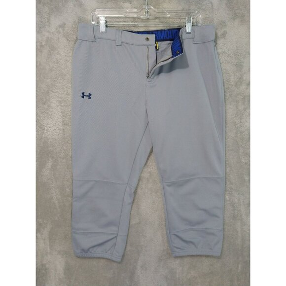 Under Armour UA Pants Mens Large Gray Fitted Baseball Tapered Leg - Picture 1 of 9